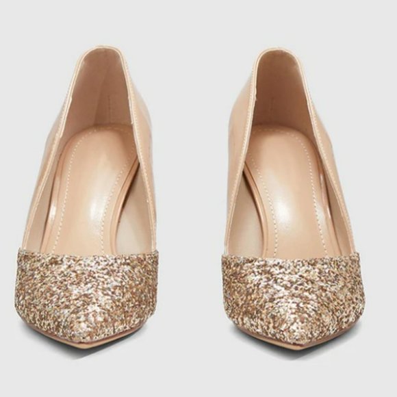 STILETTO POINTED HIGH-HEELED PUMPS APRICOT ROSE & REMY - Picture 4 of 5